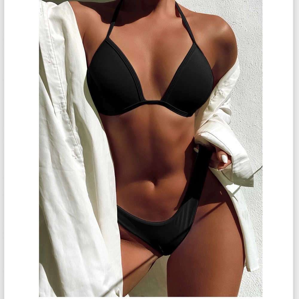 🆕Black Shell Top Bathing Suit Bikini Set